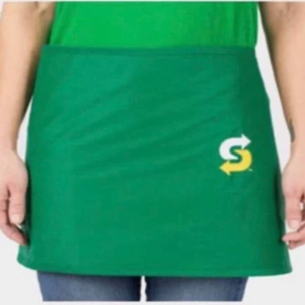 1-PACK Subway Green Apron Restaurant Uniform Employee Crew, New